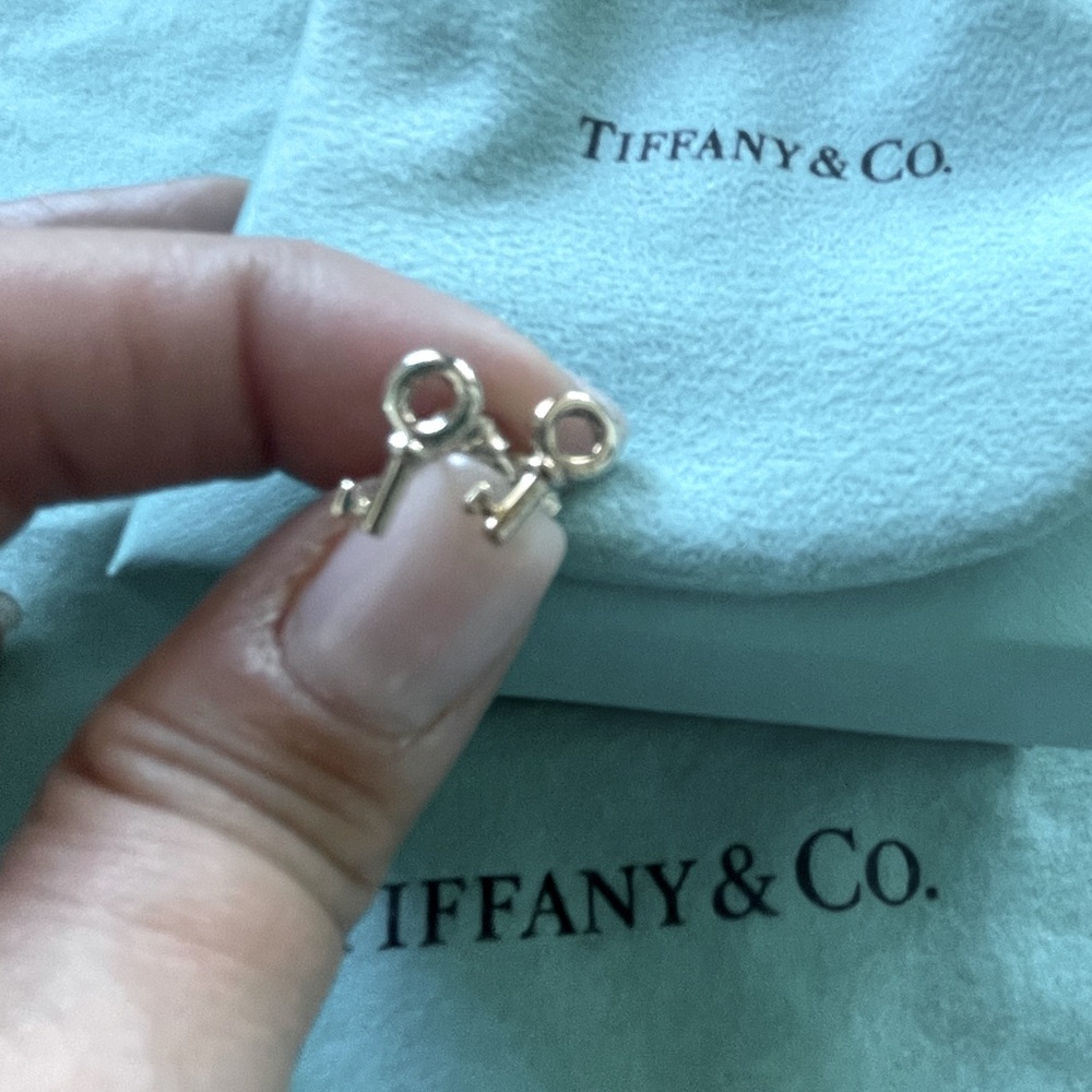 AUTHENTIC Tiffany and Co. Silver Mini key earrings